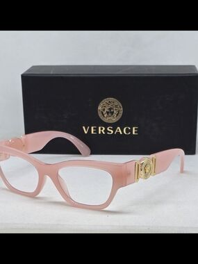 Versace Blush Pink Cat-Eye Sunglasses with Gold Medusa Emblems